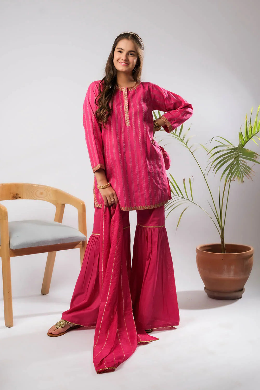 Senorita Girls Solids Dobby Cotton 3 Piece Suit GBD-03384 - Casual Collection