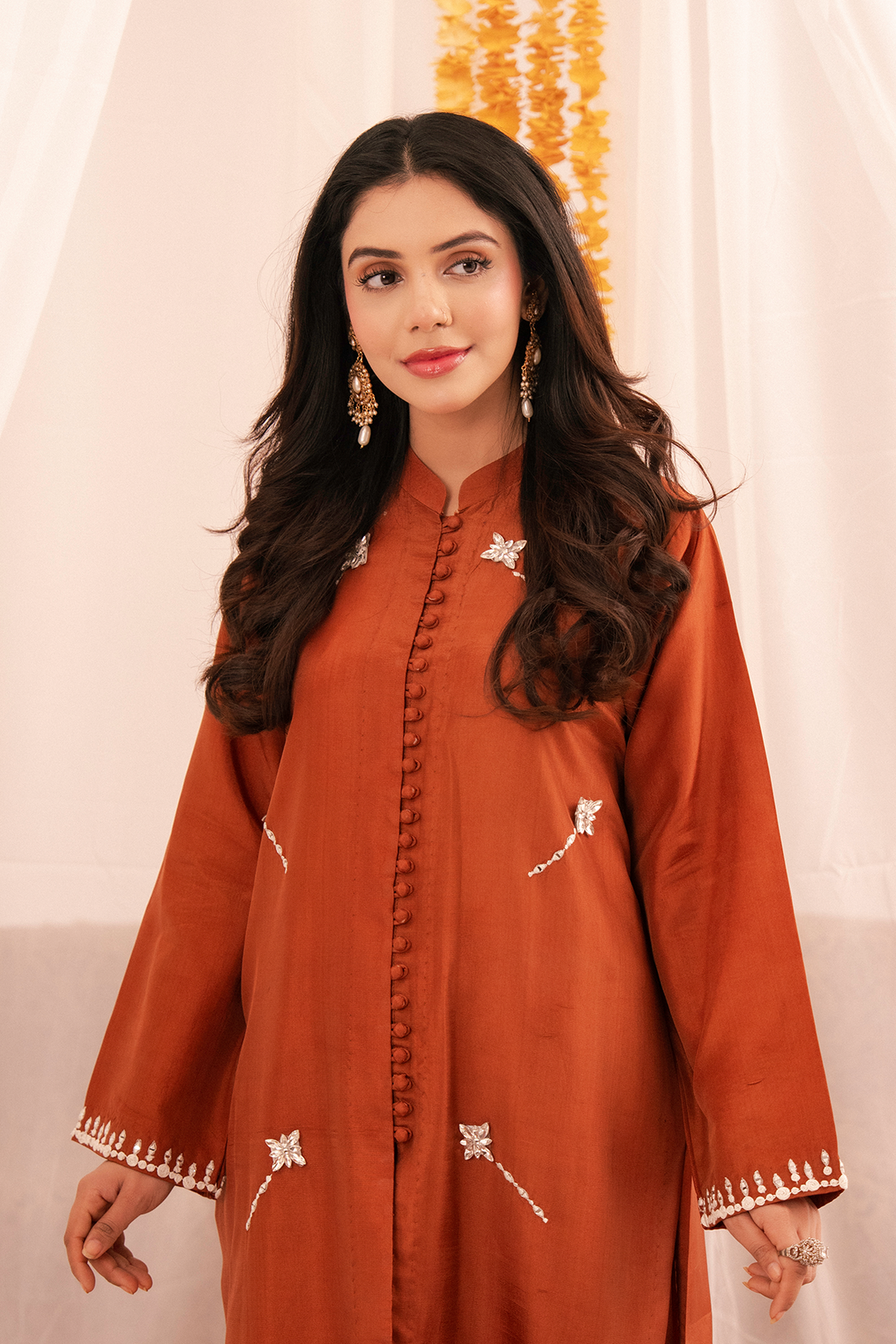 Maham Sultan Women RTW Embroidered Butter Silk 3 Piece Suit HAZEL - Eid Collection