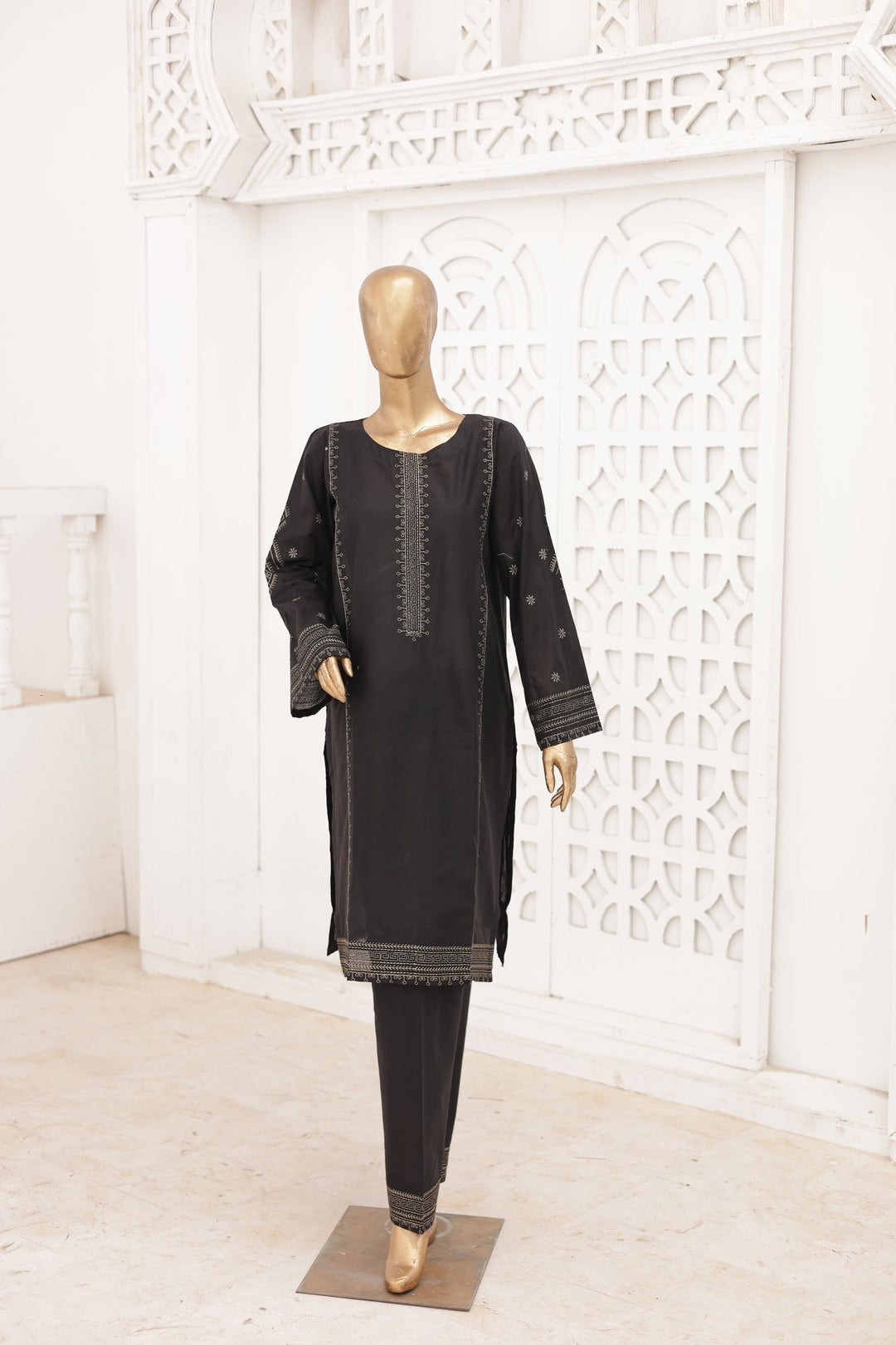 Nyra Essentials by Suntex Fabrics RTW Embroidered Lawn 2 Piece Suit BLACK-2673 Casual Collection