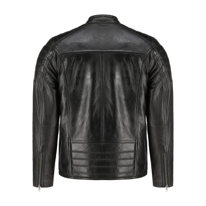 Mens Black Lambskin Biker Style Leather Jacket