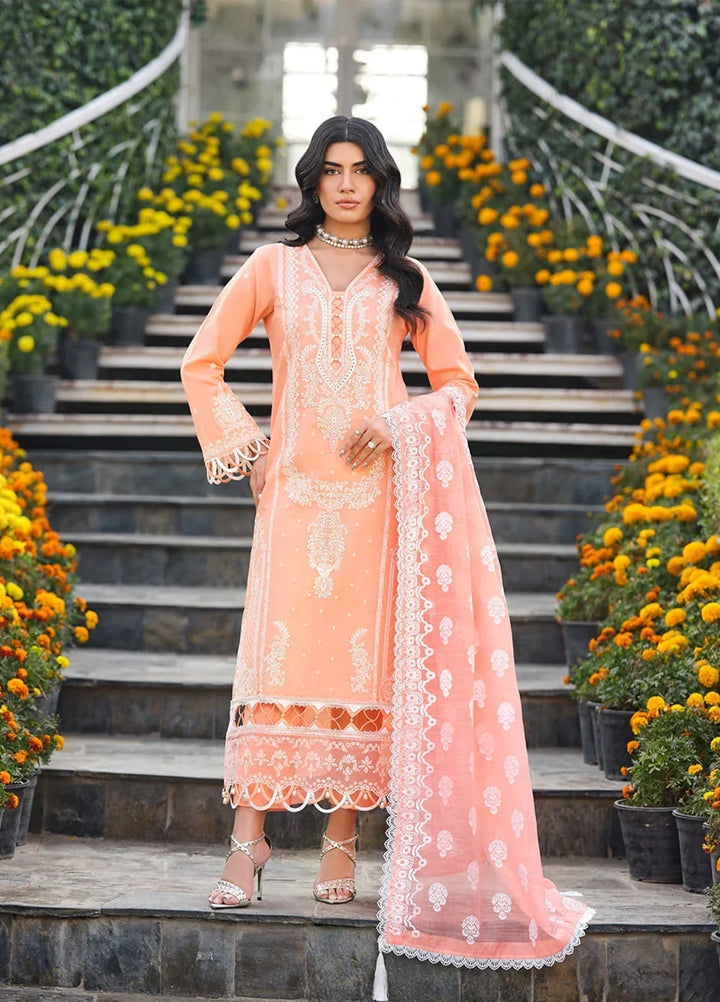 Menaal Unstitched Embroidered Lawn 3 Piece Suit ML26ULS BLUSH GARDENIA - Festive Collection