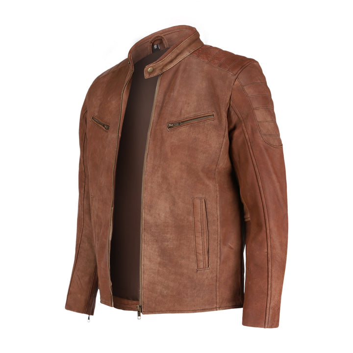 Mens Brown Biker Style Pure Leather Jacket