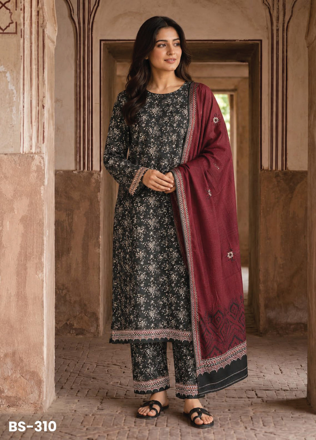 Bin Saeed Unstitched Printed Lawn Cotton 3 Piece Suit BS26UCL BS-310 - Casual Collection