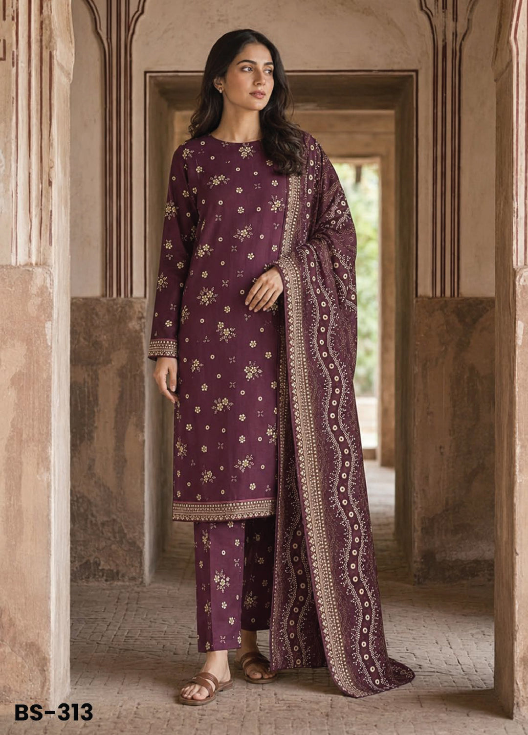 Bin Saeed Unstitched Printed Lawn Cotton 3 Piece Suit BS26UCL BS-313 - Casual Collection