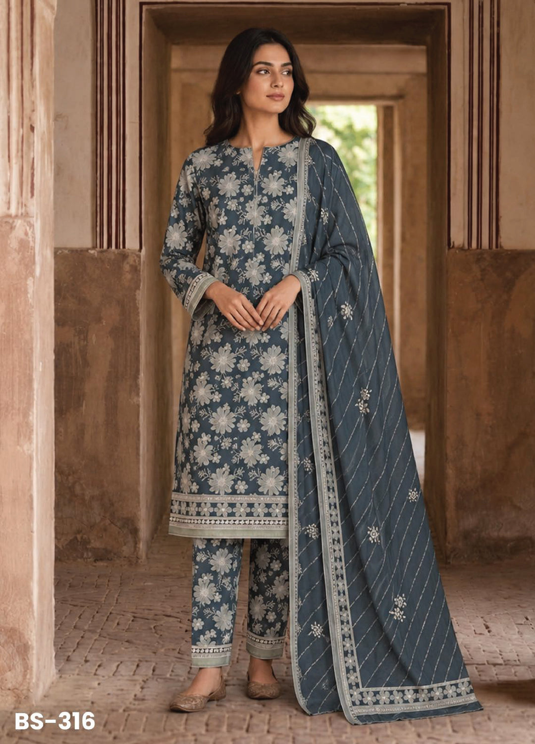 Bin Saeed Unstitched Printed Lawn Cotton 3 Piece Suit BS26UCL BS-316 - Casual Collection