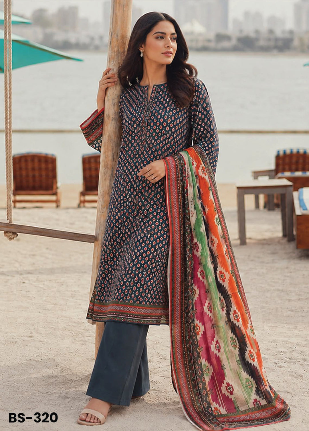 Bin Saeed Unstitched Printed Lawn Cotton 3 Piece Suit BS26UCL BS-320 - Casual Collection
