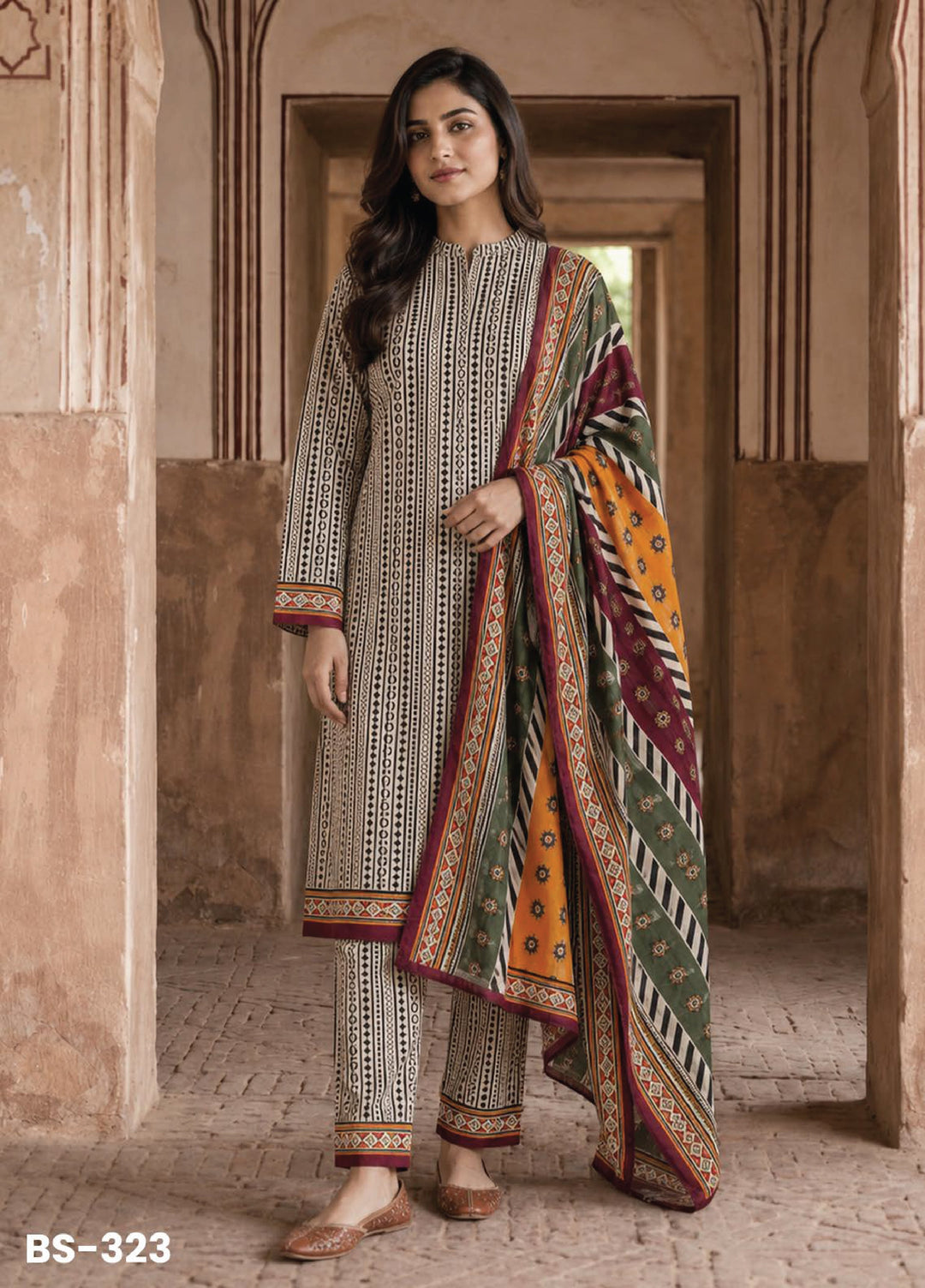 Bin Saeed Unstitched Printed Lawn Cotton 3 Piece Suit BS26UCL BS-323 - Casual Collection