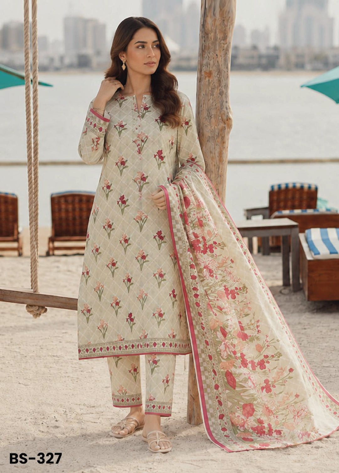 Bin Saeed Unstitched Printed Lawn Cotton 3 Piece Suit BS26UCL BS-327 - Casual Collection