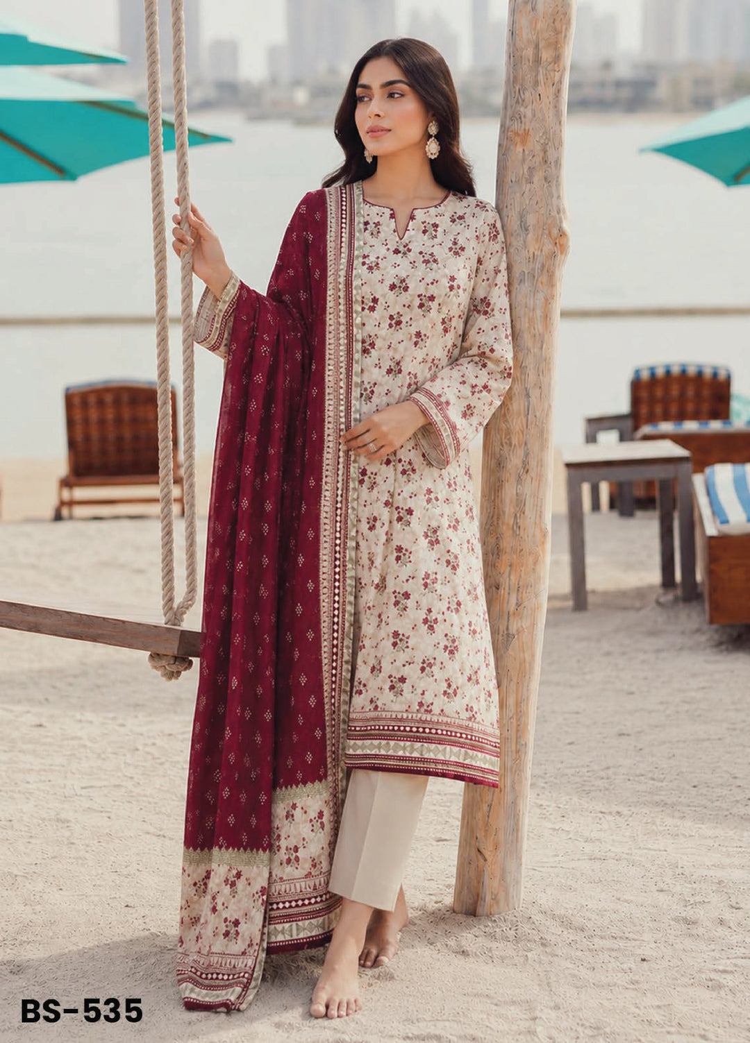 Bin Saeed Unstitched Printed Lawn Cotton 3 Piece Suit BS26UCL BS-535 - Casual Collection