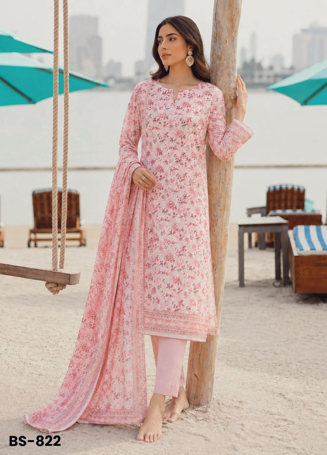 Bin Saeed Unstitched Printed Lawn Cotton 3 Piece Suit BS26UCL BS-822 - Casual Collection