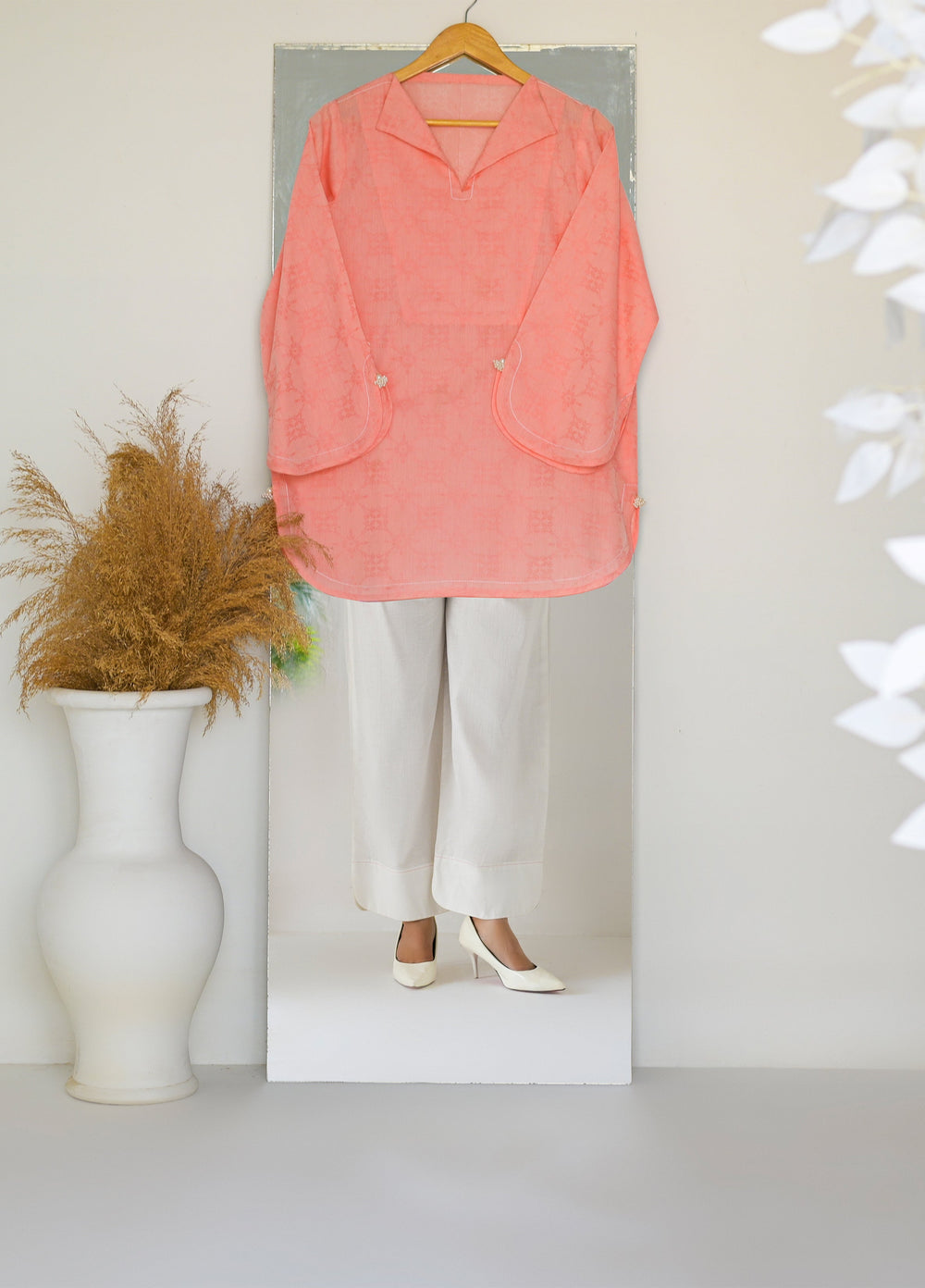 Riley Women RTW Textured Jacquard 2 Piece Suit RL26RL Coral Hue - Casual Collection