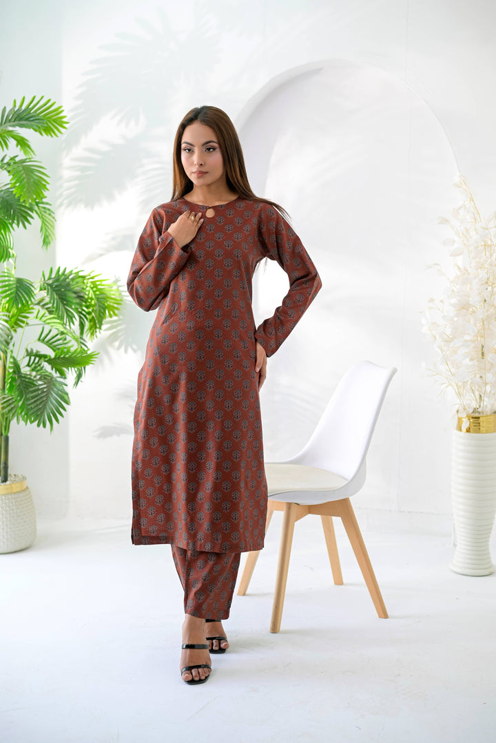 Silcot Women RTW Printed Lawn 2 Piece Suit Rust Heritage - Casual Collection