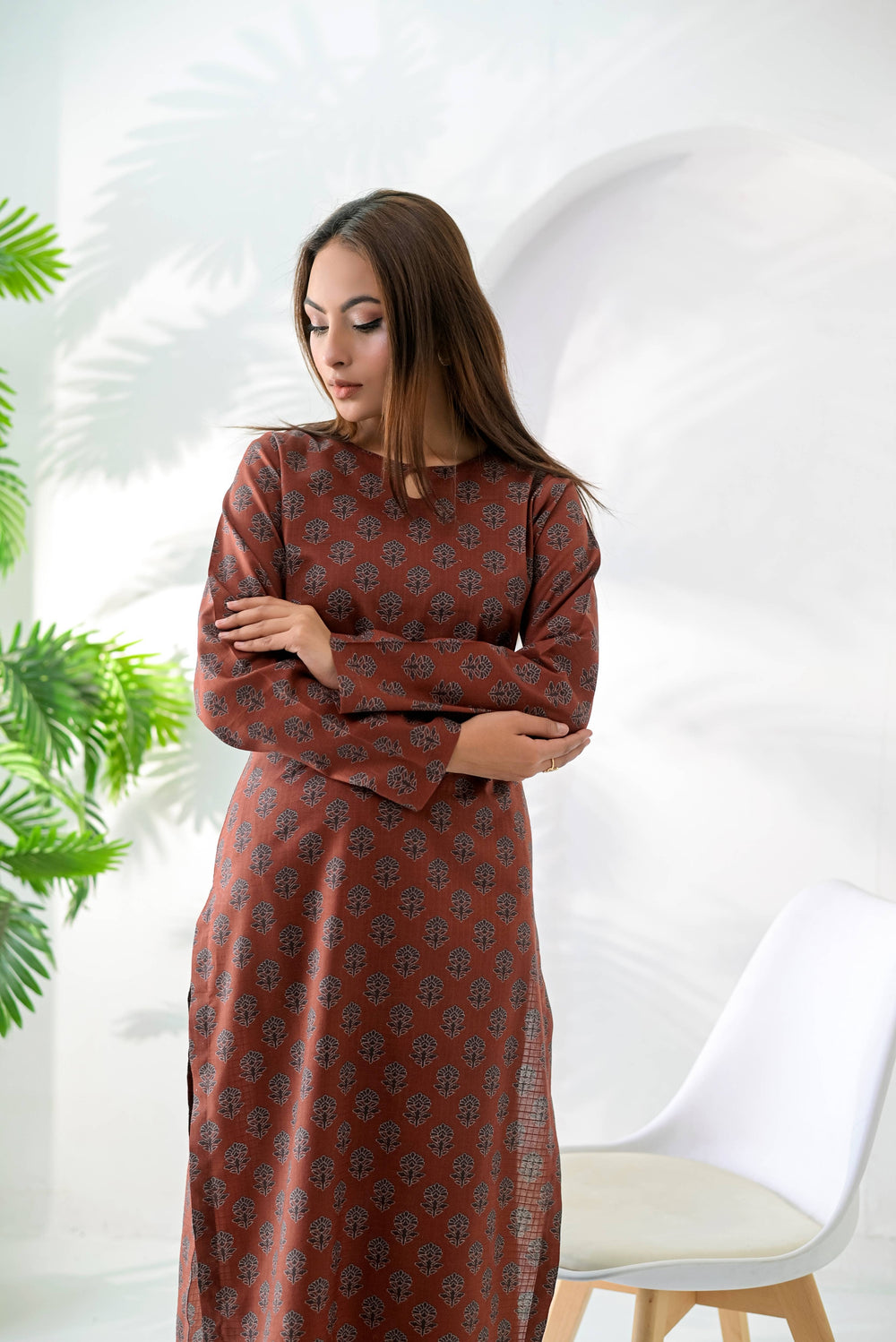Silcot Women RTW Printed Lawn 2 Piece Suit Rust Heritage - Casual Collection