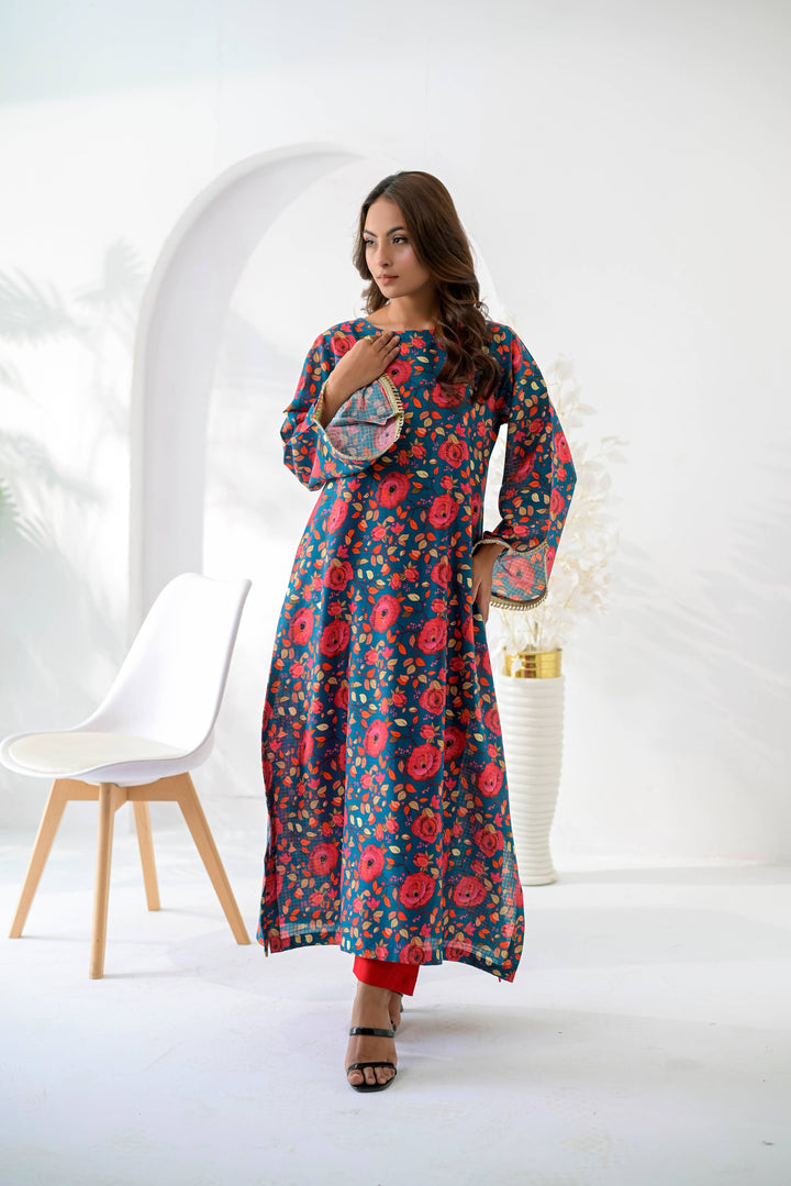 Silcot Women RTW Printed Lawn 2 Piece Suit Gulnaar Teal - Casual Collection