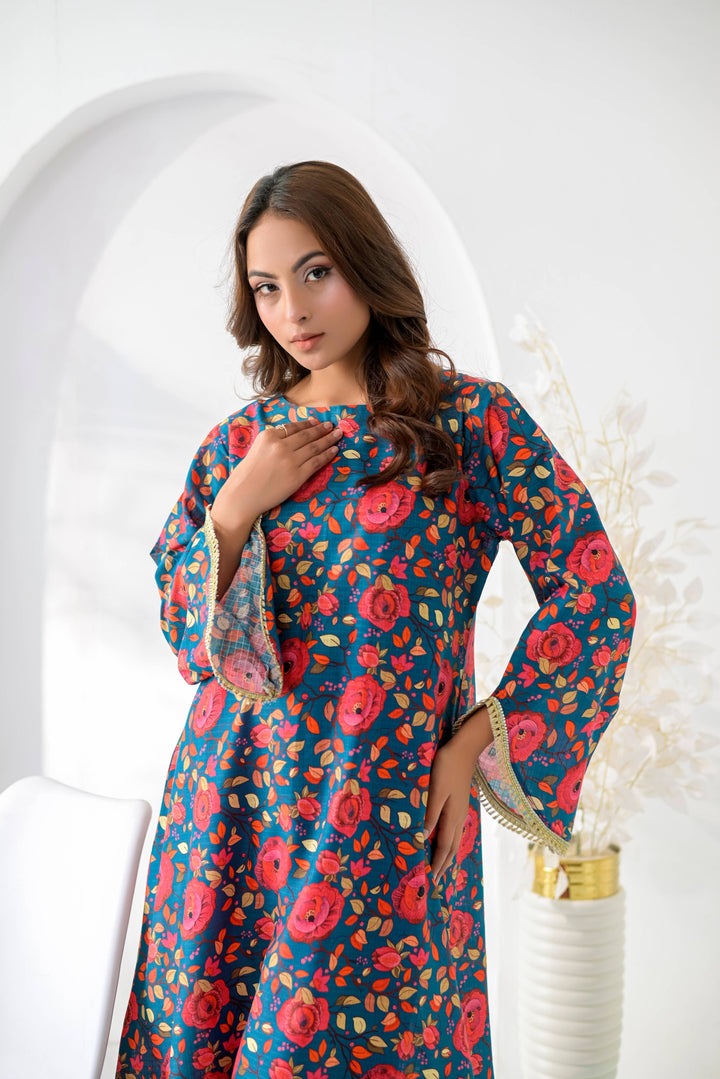 Silcot Women RTW Printed Lawn 2 Piece Suit Gulnaar Teal - Casual Collection