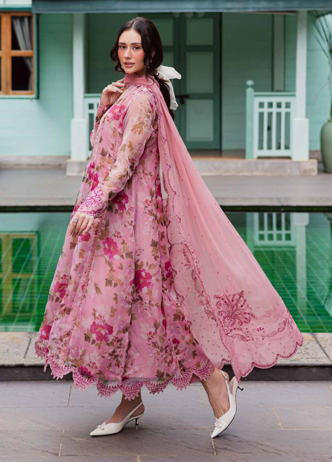 Ballerina by Nureh Unstitched Embroidered and Embellished  Chiffon 4 peice NU25BF NU2-182 - Formals Collection