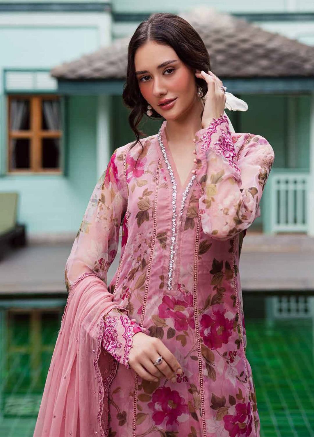 Ballerina by Nureh Unstitched Embroidered and Embellished  Chiffon 4 peice NU25BF NU2-182 - Formals Collection