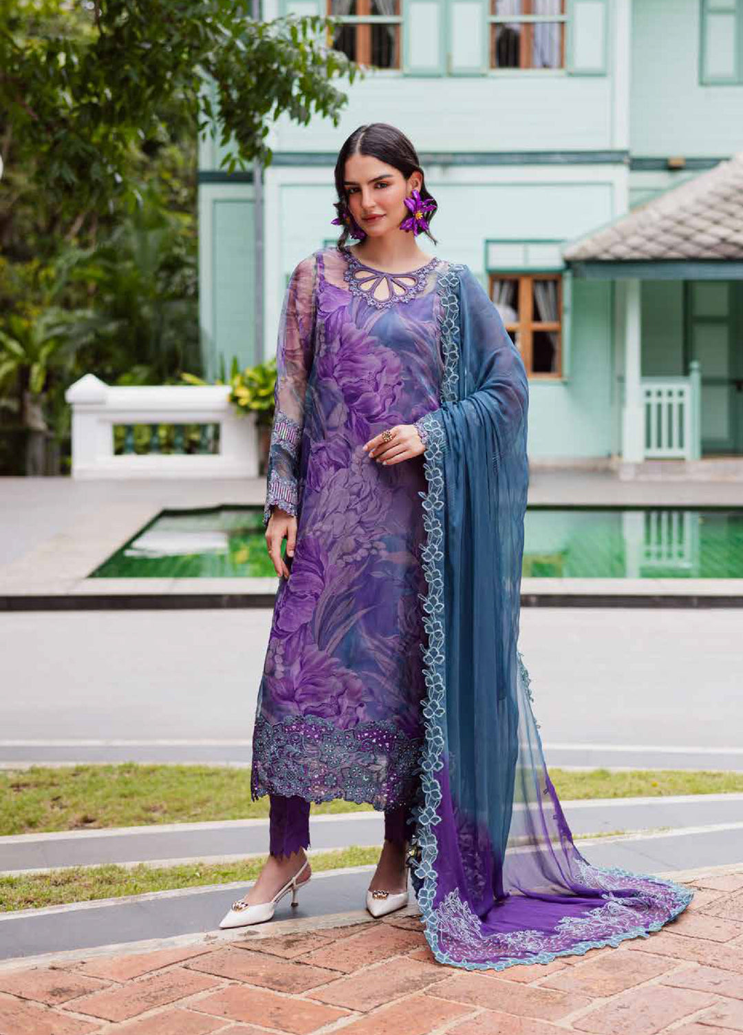Ballerina by Nureh Unstitched Embroidered and Embellished  Chiffon 4 peice NU25BF NU2-185 - Formals Collection