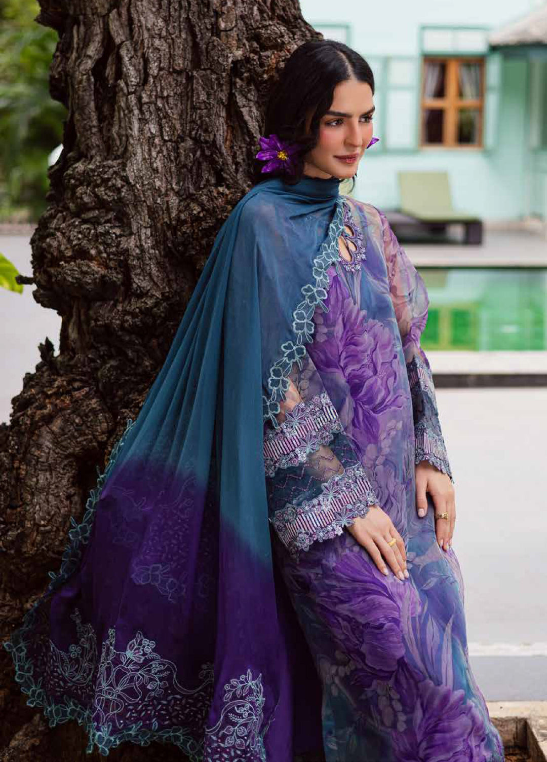 Ballerina by Nureh Unstitched Embroidered and Embellished  Chiffon 4 peice NU25BF NU2-185 - Formals Collection