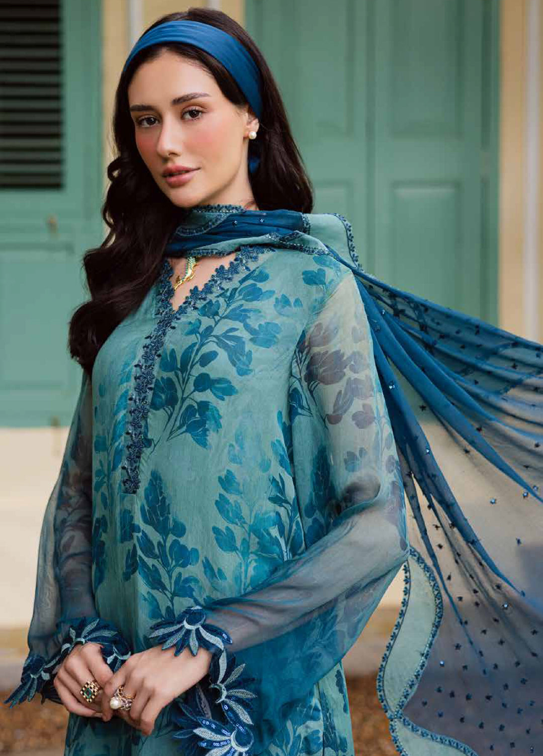 Ballerina by Nureh Unstitched Embroidered and Embellished  Chiffon 4 peice NU25BF NU2-186 - Formals Collection