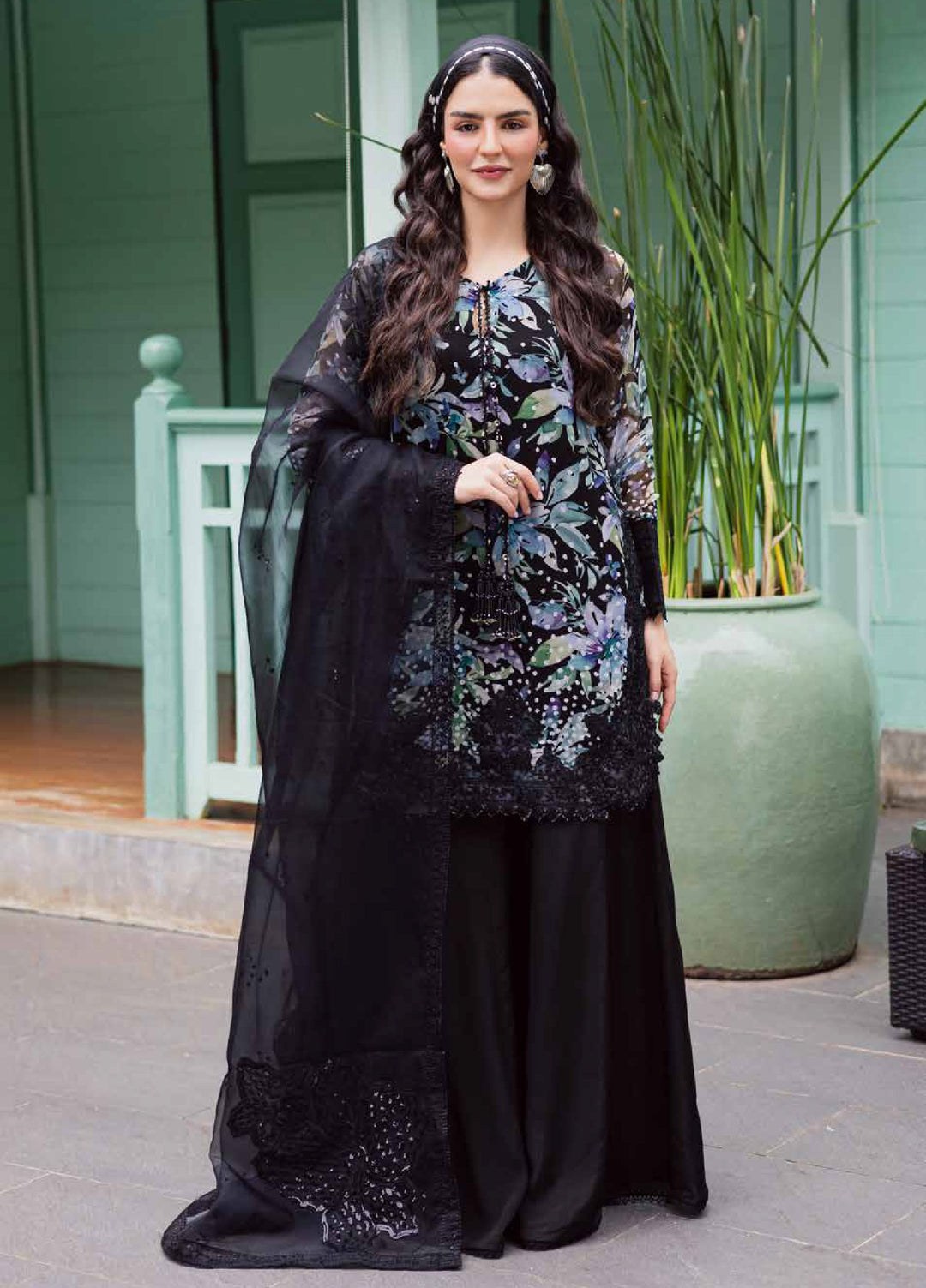 Ballerina by Nureh Unstitched Embroidered and Embellished  Chiffon 4 peice NU25BF NU2-187 - Formals Collection