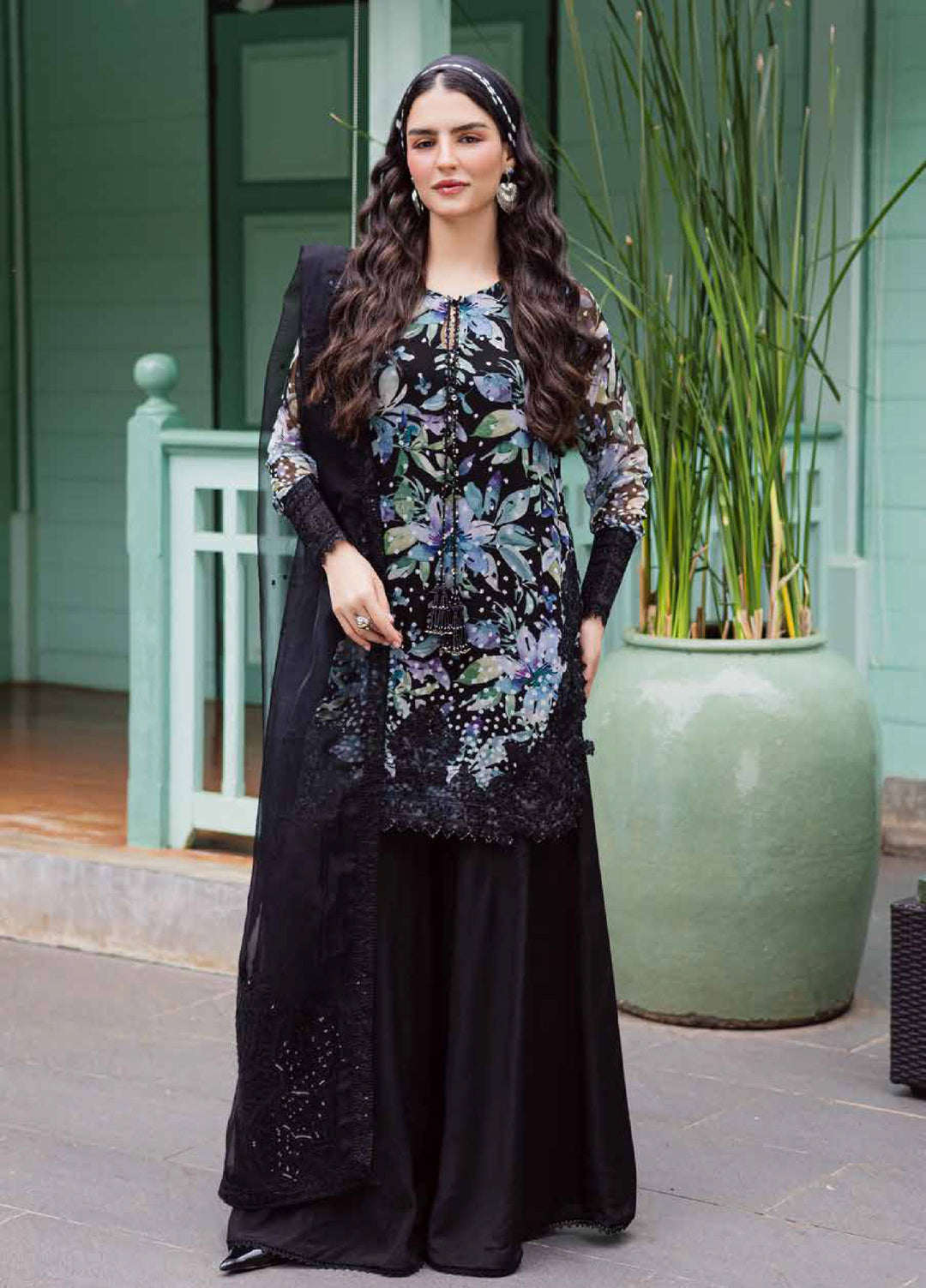 Ballerina by Nureh Unstitched Embroidered and Embellished  Chiffon 4 peice NU25BF NU2-187 - Formals Collection