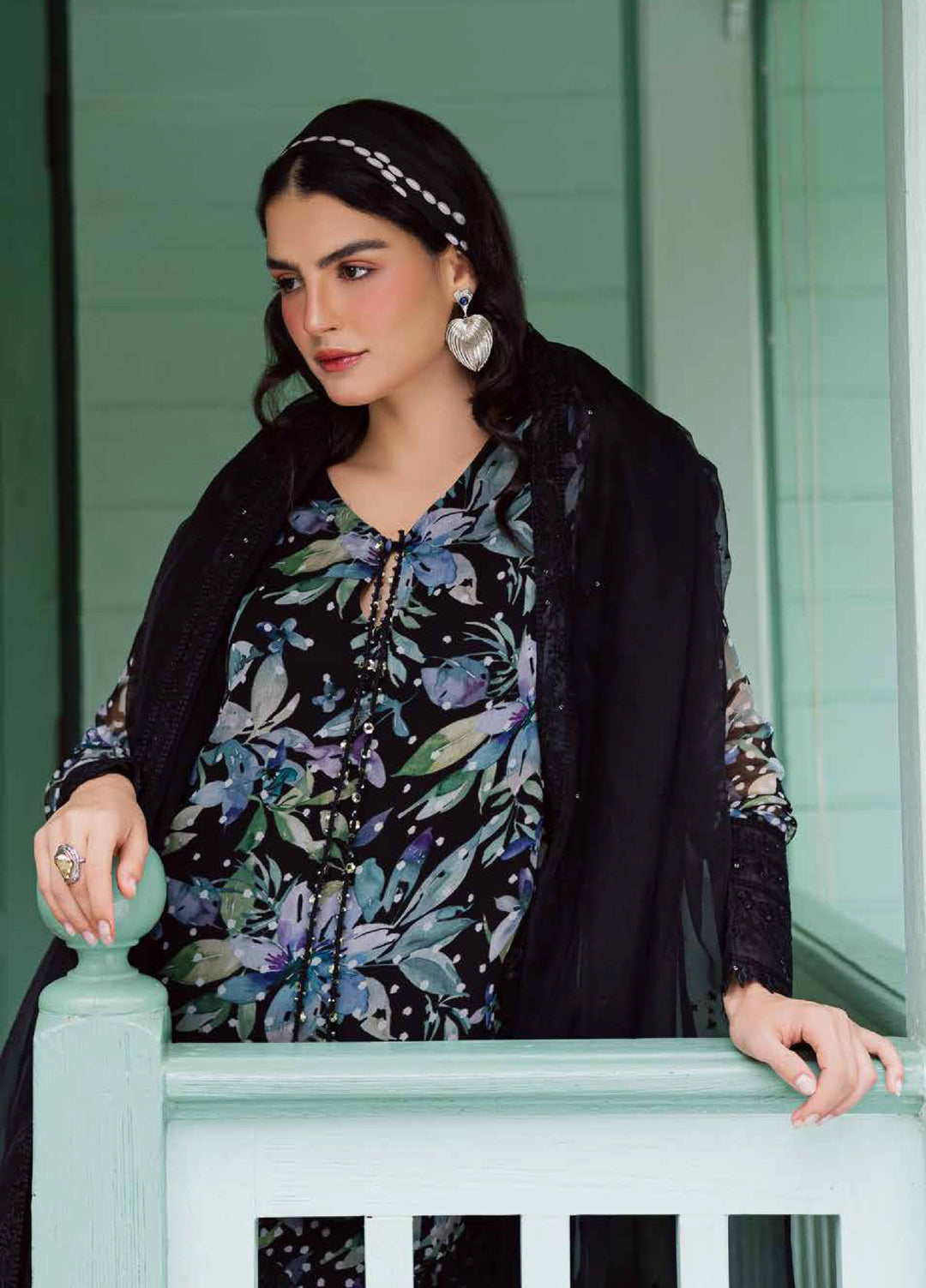 Ballerina by Nureh Unstitched Embroidered and Embellished  Chiffon 4 peice NU25BF NU2-187 - Formals Collection