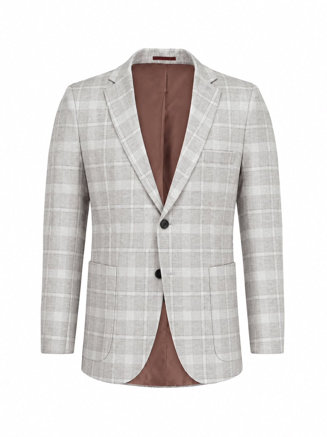 Brumano Mens RTW Solids Linen 1 Piece Beige Checkered Western Collection