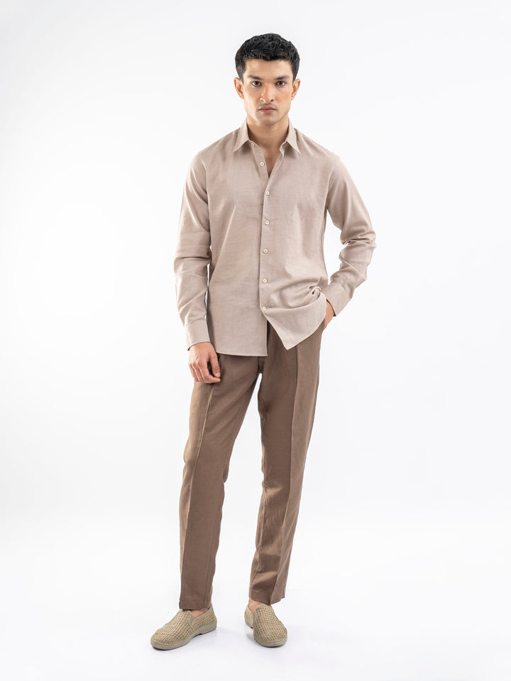 Brumano Ready To Wear Shirts Men 1 Piece Cotton Beige Airy Linen Blended Shirt 0-31-025-4115 - Summer Collection