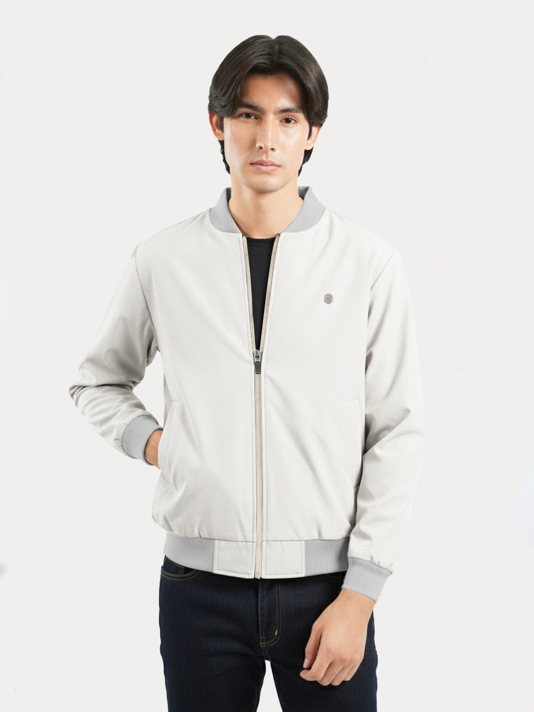 Brumano Mens RTW Solids Poly Jacket Beige Bomber Jacket Winter Collection