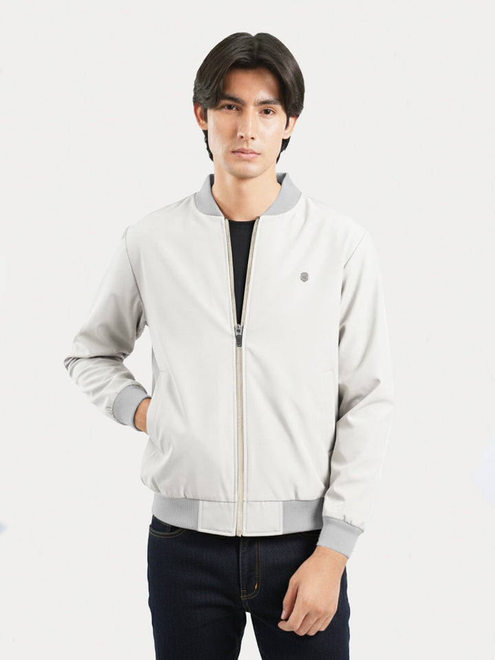 Brumano Mens RTW Solids Poly Jacket Beige Bomber Jacket Winter Collection