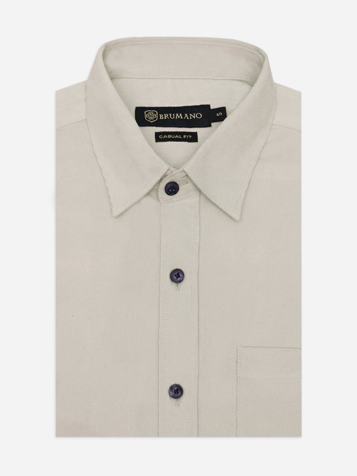 Brumano Ready To Wear Shirts Men 1 Piece Cotton Beige Corduroy Shirt 0-31-025-4168 - Summer Collection