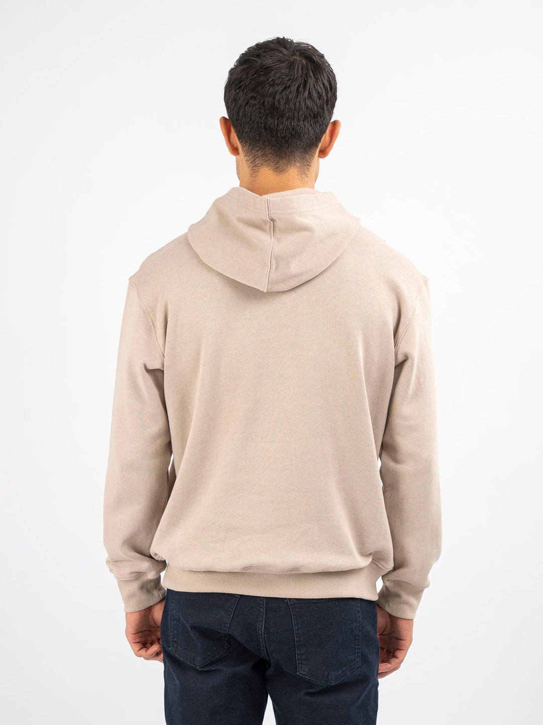 Brumano Mens RTW Solids Cotton 1 Piece Beige Relaxed Fit Hoodie Winter Collection