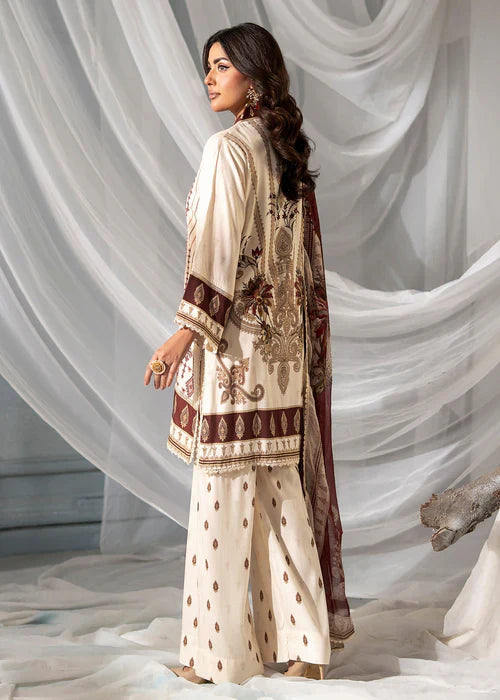 Meerak Women Embroidered Linen Beige Rose - Winter Collection
