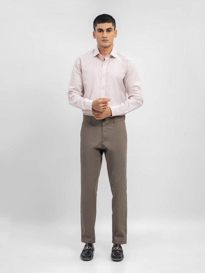 Brumano Ready To Wear Shirts Men 1 Piece Cotton Beige & Pink Checkered Shirt With Inner Collar Detailing 0-32-023-1644 - Summer Collection