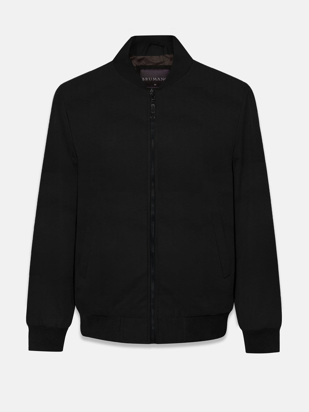 Brumano Mens RTW Solids Poly Jacket Black Light Weight Bomber Jacket Winter Collection
