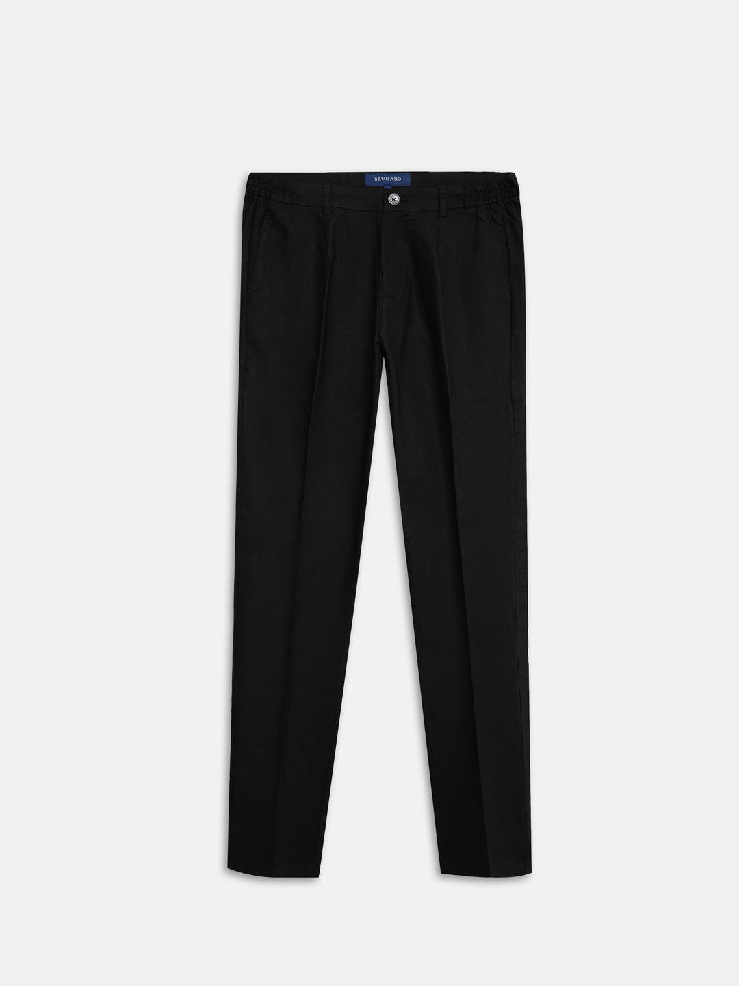 Brumano Mens Pants RTW Solids Cotton Black Comfort Waist Chinos Casual Collection