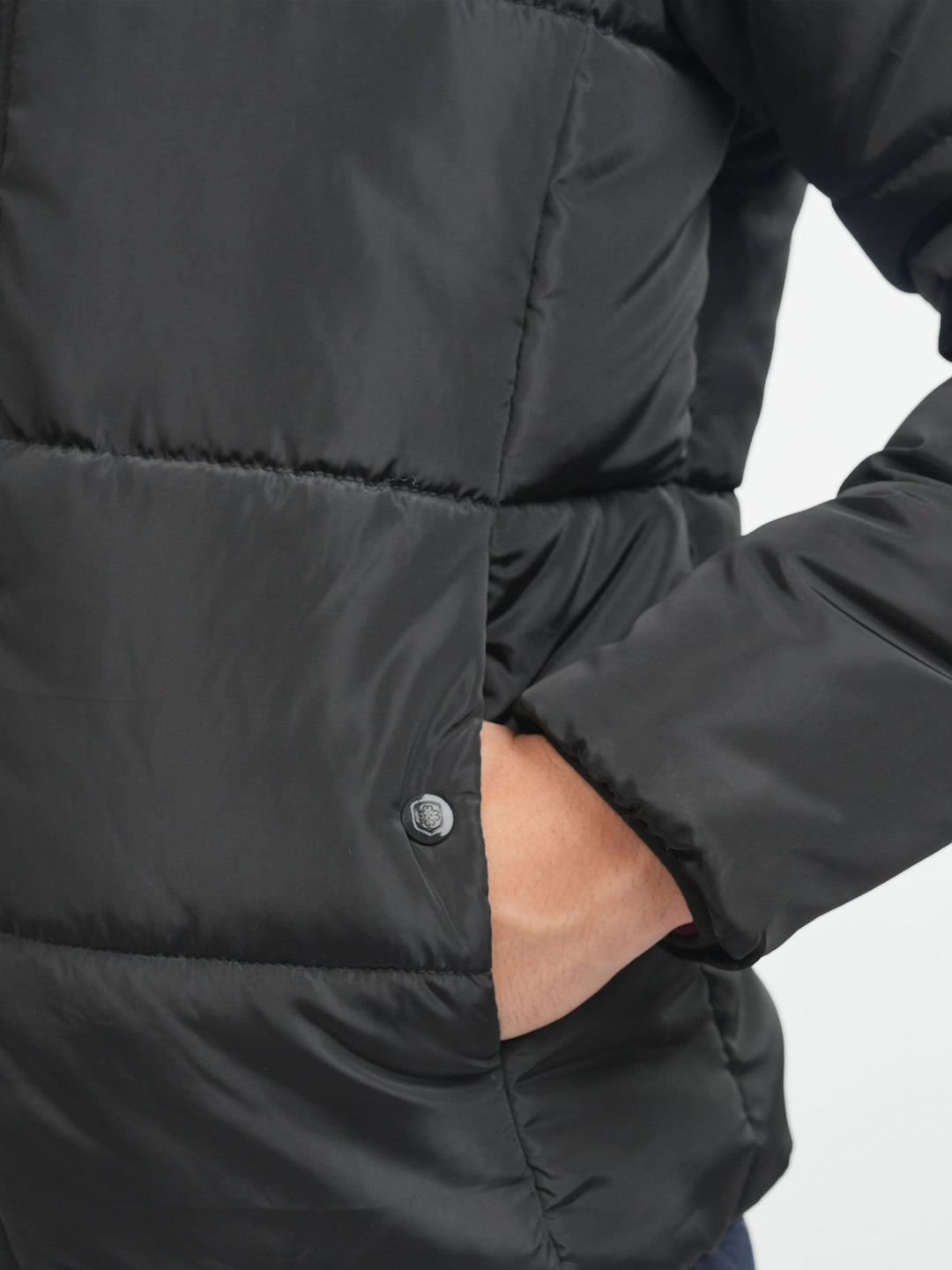 Brumano Mens RTW Solids Poly Jacket Black Puffer Jacket Winter Collection
