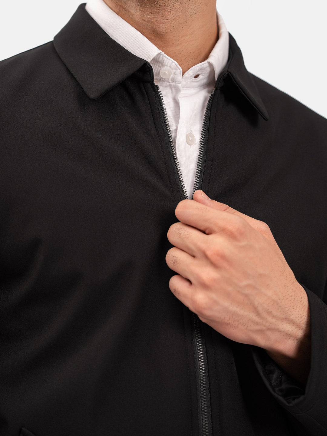 Brumano Mens RTW Solids Poly Jacket Suit Black Quilted With Collar Winter Collection