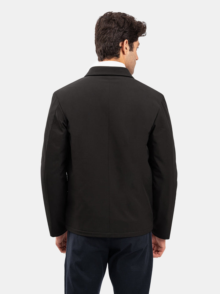 Brumano Mens RTW Solids Poly Jacket Suit Black Quilted With Collar Winter Collection