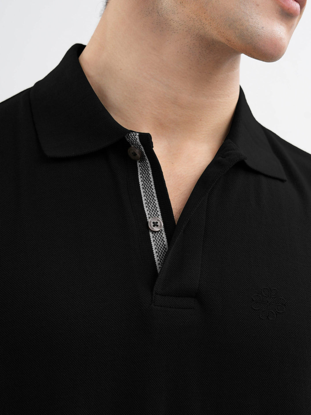Brumano  Solids Cotton Polo Black 100% Cotton Pique Polo