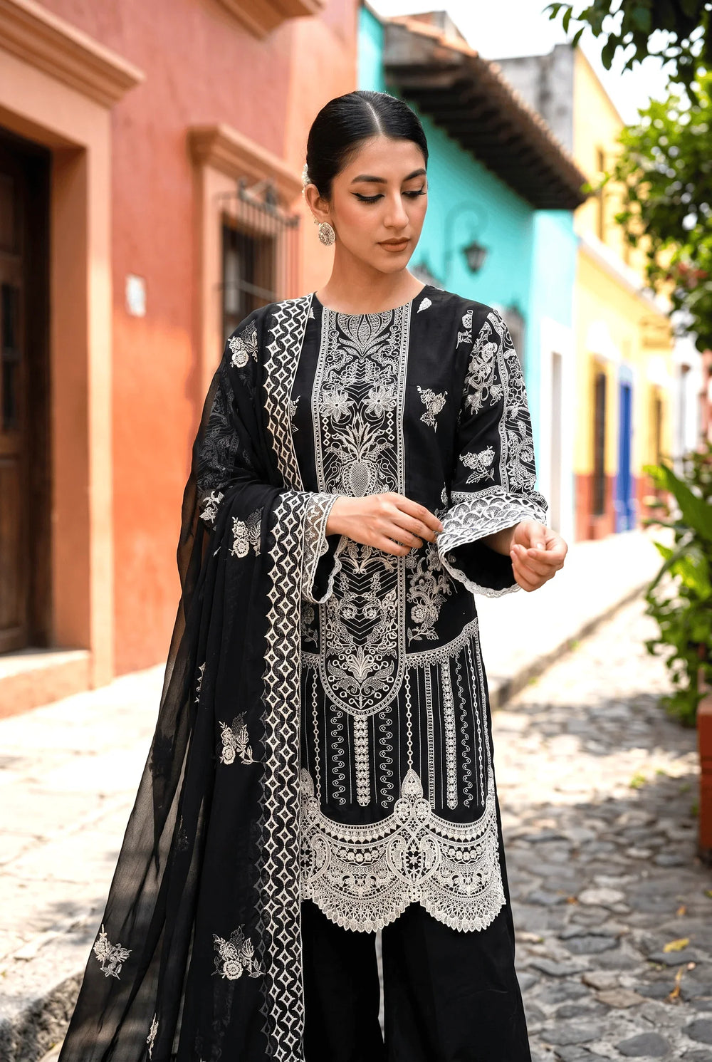 Celestia Luxe by Maherposh RTW Chikankari Lawn 3 Piece Suit Noir Eclat SS-201 Casual Collection