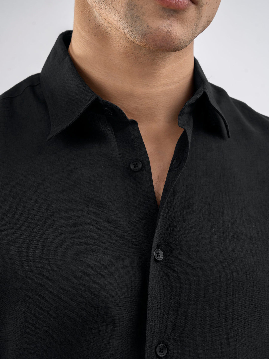 Brumano Ready To Wear Shirts Men 1 Piece Cotton Black Airy Linen Blended Shirt 0-31-025-3952 - Summer Collection