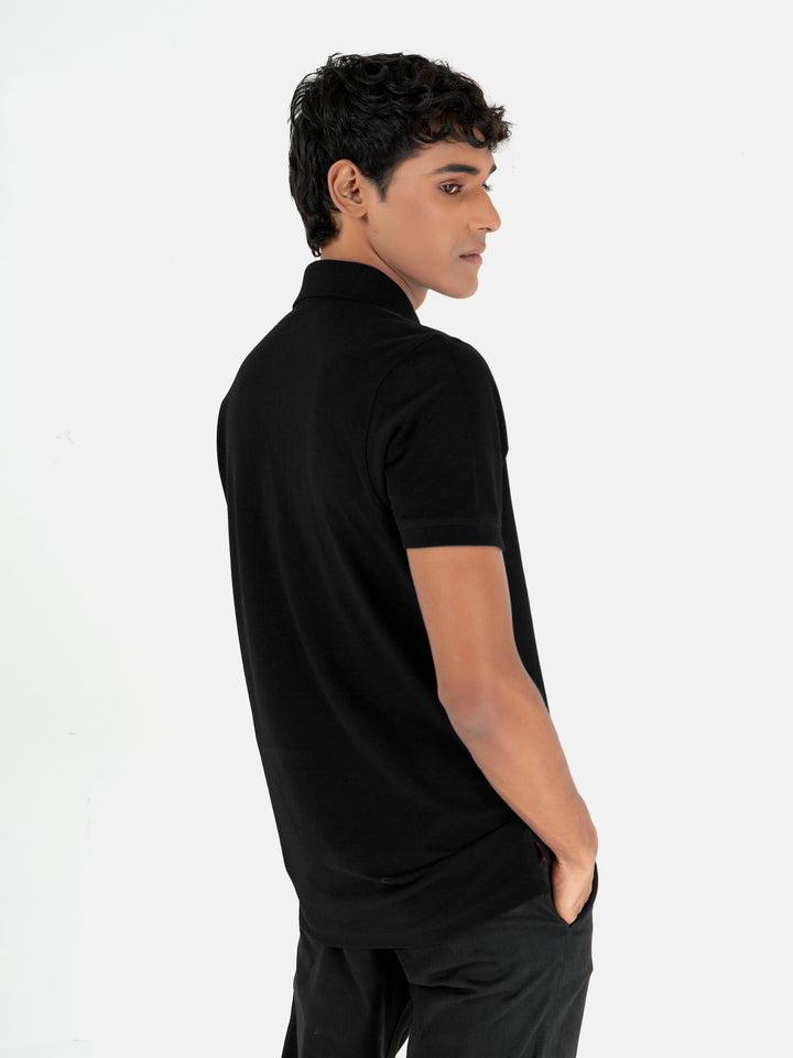 Brumano  Solids Cotton Polo Black Basic Pique Polo Shirt