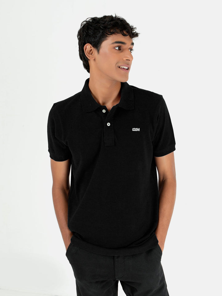 Brumano  Solids Cotton Polo Black Basic Pique Polo Shirt