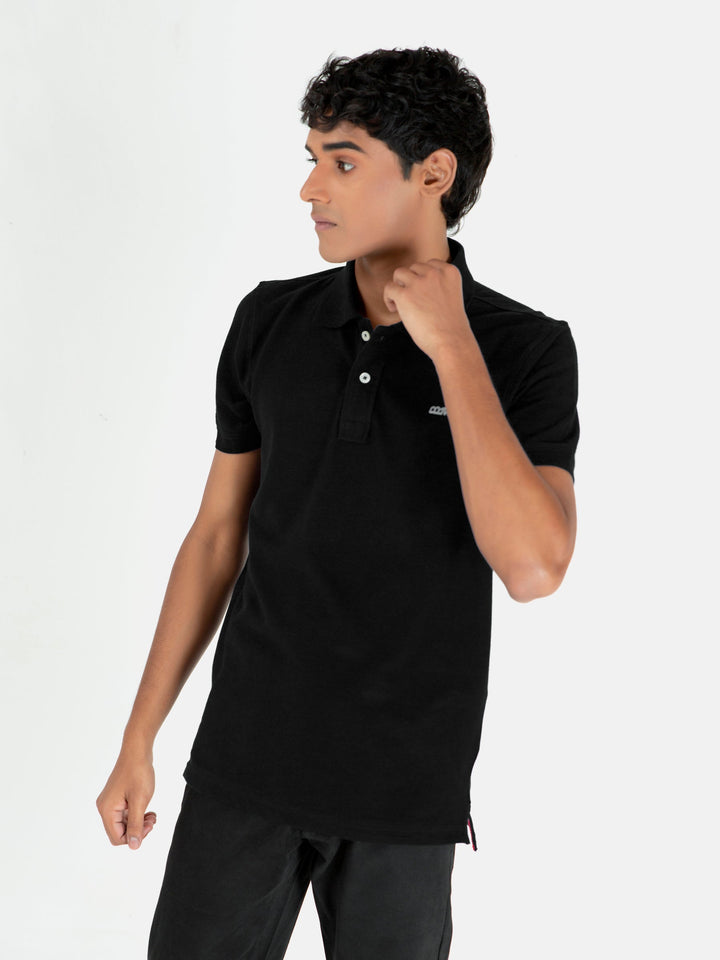 Brumano  Solids Cotton Polo Black Basic Pique Polo Shirt