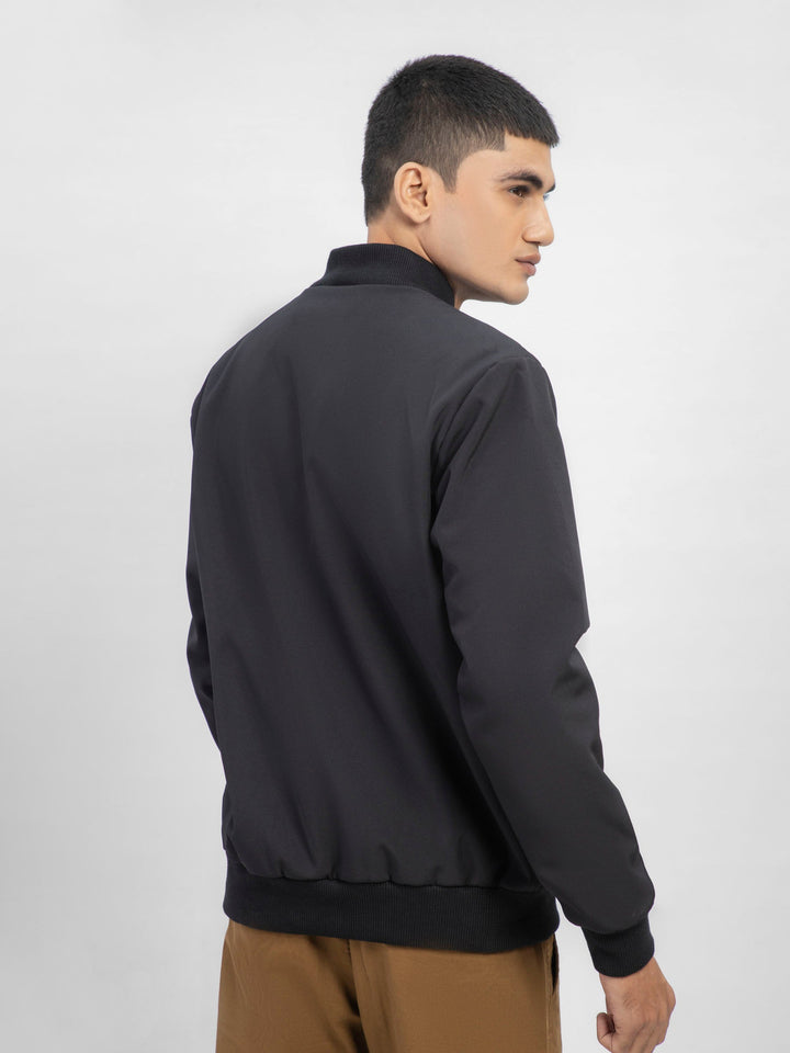 Brumano Pret Solids Polyester 1 Piece Black Bomber Jacket