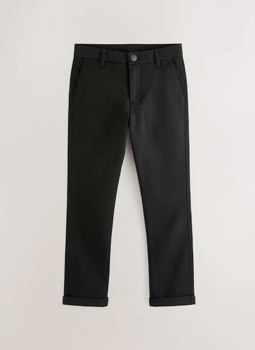 Ixample Boys RTW Solids Cotton Twill 1 Piece Black Chino Trouser - Casual Collection