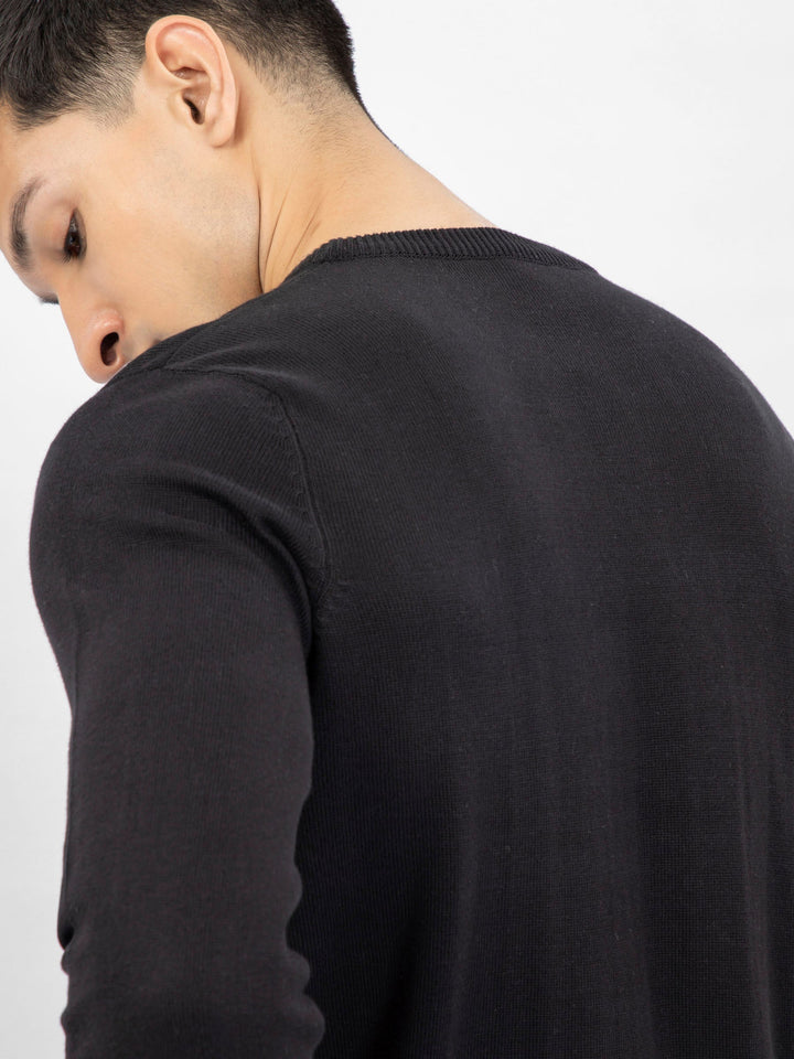 Brumano Ready to Wear Men Cotton Black Crew Neck Sweater 0-21-024-4207-D-07 - Winter Collection