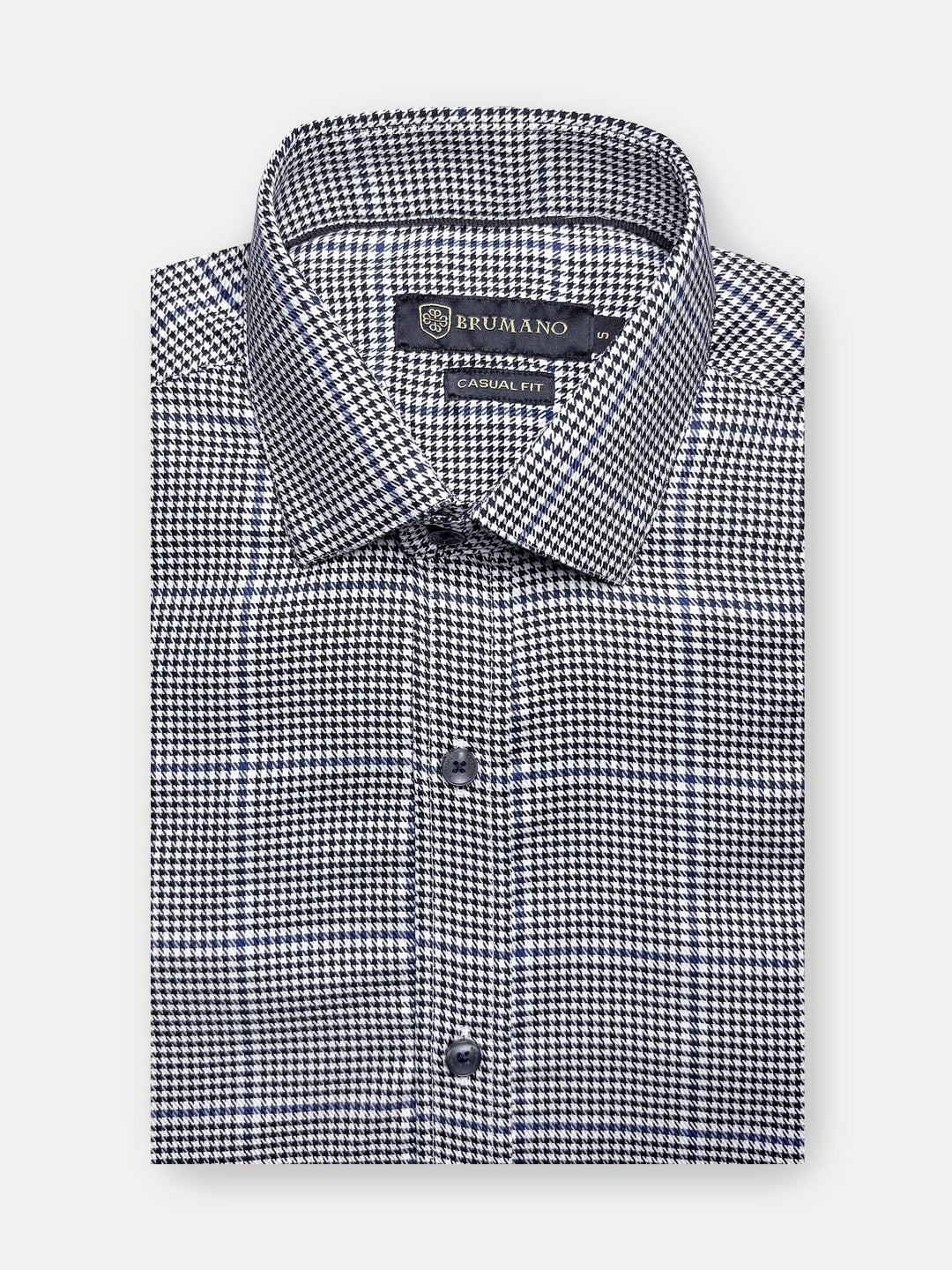 Brumano Ready To Wear Shirts Men 1 Piece Cotton Black Houndstooth Formal Shirt 0-31-025-4516 - Summer Collection